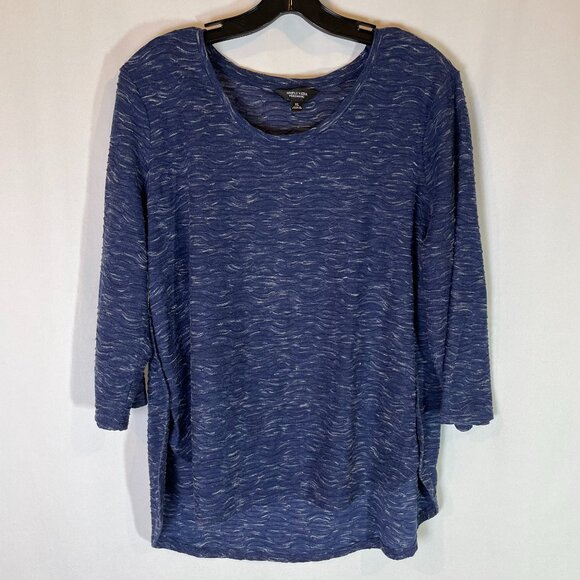 Simply Vera by Vera Wang 3/4 Sleeves Top Size XL Navy Textured Knit - Picture 1 of 8